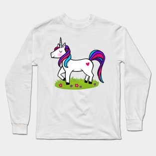 Prancing Magical Rainbow Pink Unicorn Long Sleeve T-Shirt